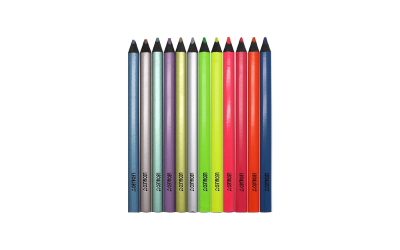 conjunto de lápis de cor metálico e neon em 12 cores