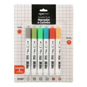 caneta-dual-marcador-e-carimbo-estojo-com-6-unidades-jocar-office-96150 caneta-dual-marcador-e-carimbo-estojo-com-6-unidades-jocar-office-96150