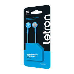 Fone De Ouvido Classic Azul Earbuds C/ Fio E Microfone Letron - leonora