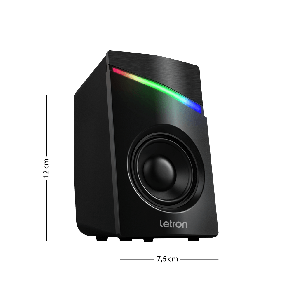 Caixa De Som Pc Gamer Light Led Rainbow 2X3W Usb/Aux Letron - leonora